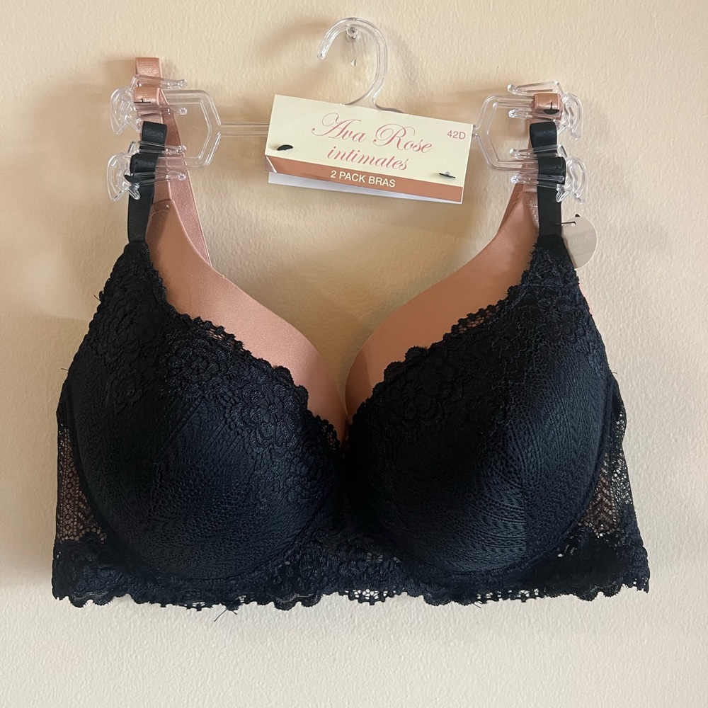 Ava Rose 2 Pack Push Up Bras/size 42D/nwt